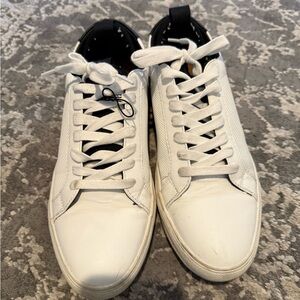 White Minimalist Sneakers with Leather Upper